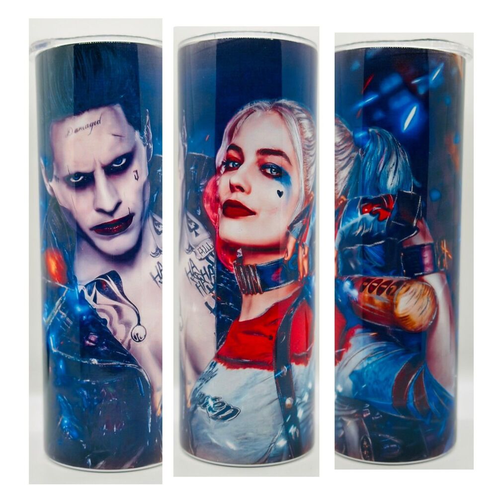 NEW Joker/Harlequin 20 oz. Stainless Steel Tumbler w/Straw Set & Silicone Tip